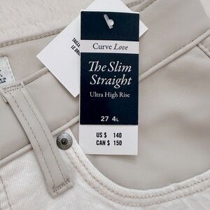 Abercrombie Curve Love Ultra High Rise Slim Straight Mixed Fabric Pants